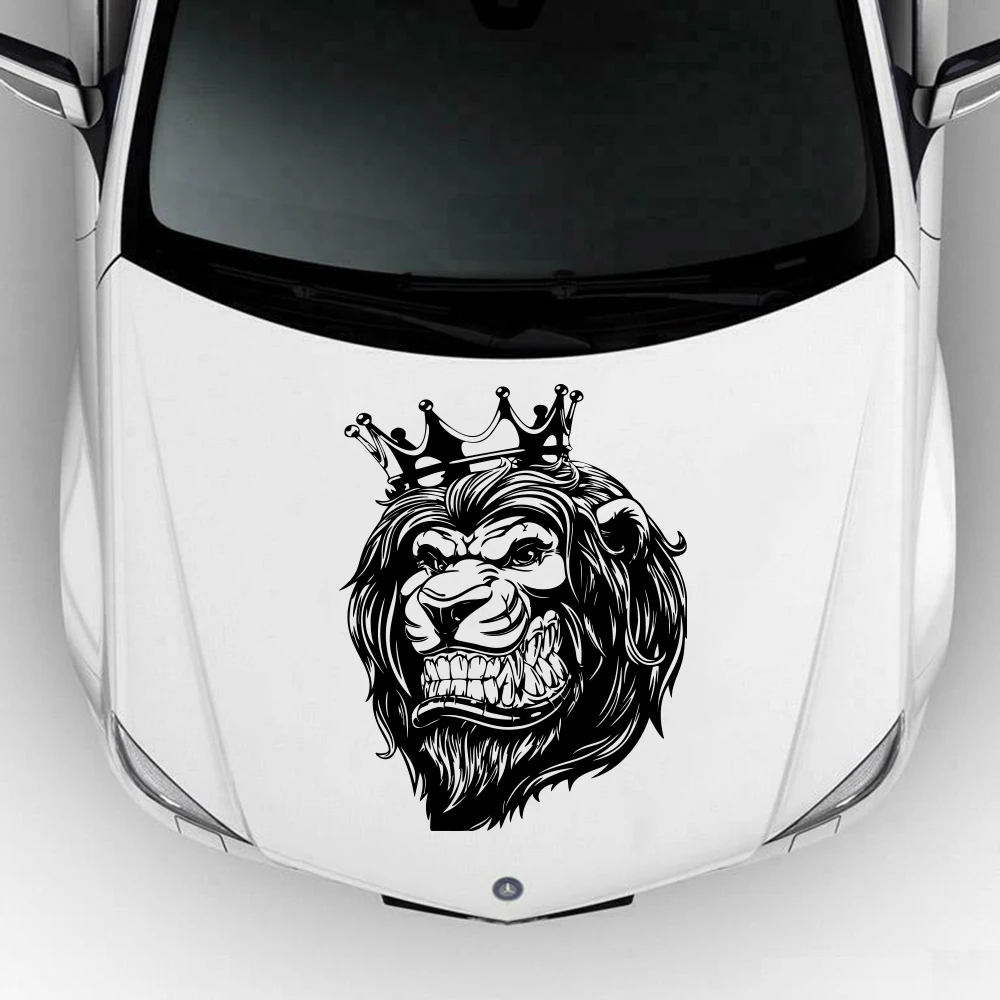 Cartoon King of The Jungle Lion Crown Car Sticker Decal for Hood Windshield Door Body Side 4x4 Offroad Truck Auot Vehicle Vinyl