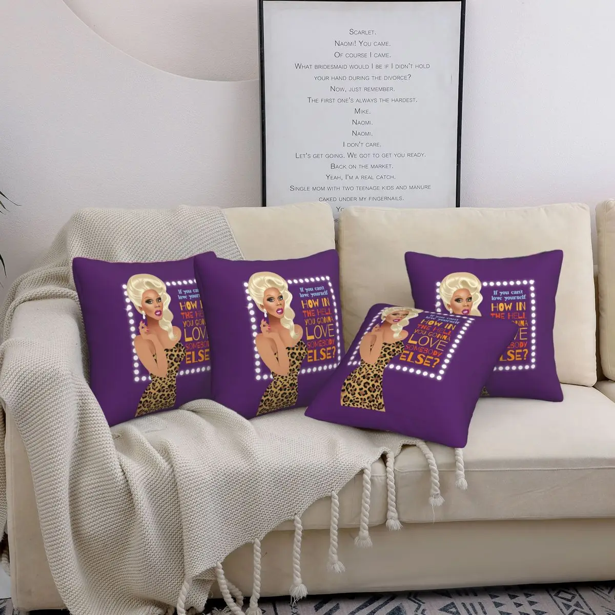 Drag Race Rupaul RPDR 4pcs Square Pillowcase Cushion Cover Comfort Pillow Case Throw Pillow Cover for Home Bedroom Car