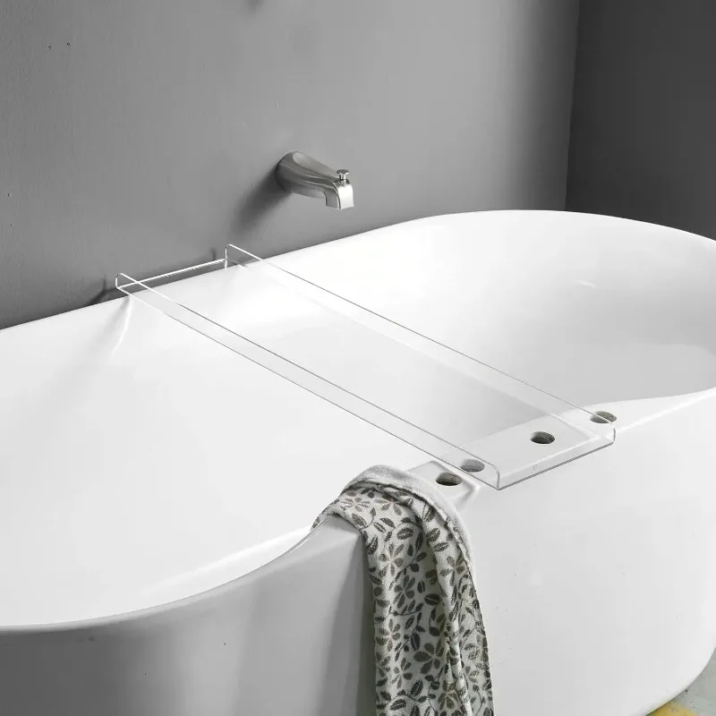 

Premium Bathtub Caddy Tray with Gold Handles - Wide Bamboo Tray for Bath/Shower - Holds Wine Glass, Book, Tablet