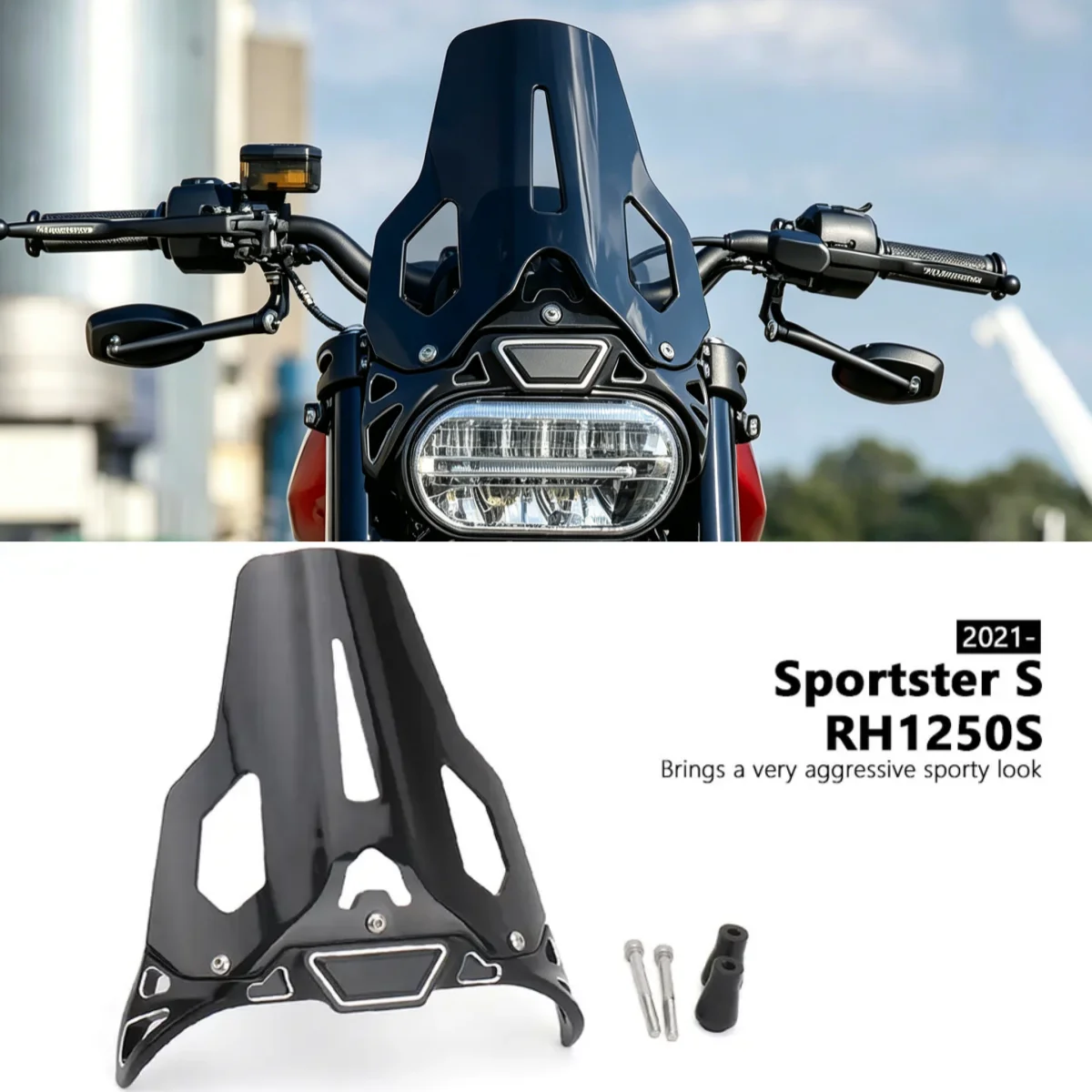 

Motorcycle Front Windshield Wind Deflector Fairing Cover For Sportster S SPORTSTER S RH1250S 2021 2022 2023 Fly Screen Mount Kit