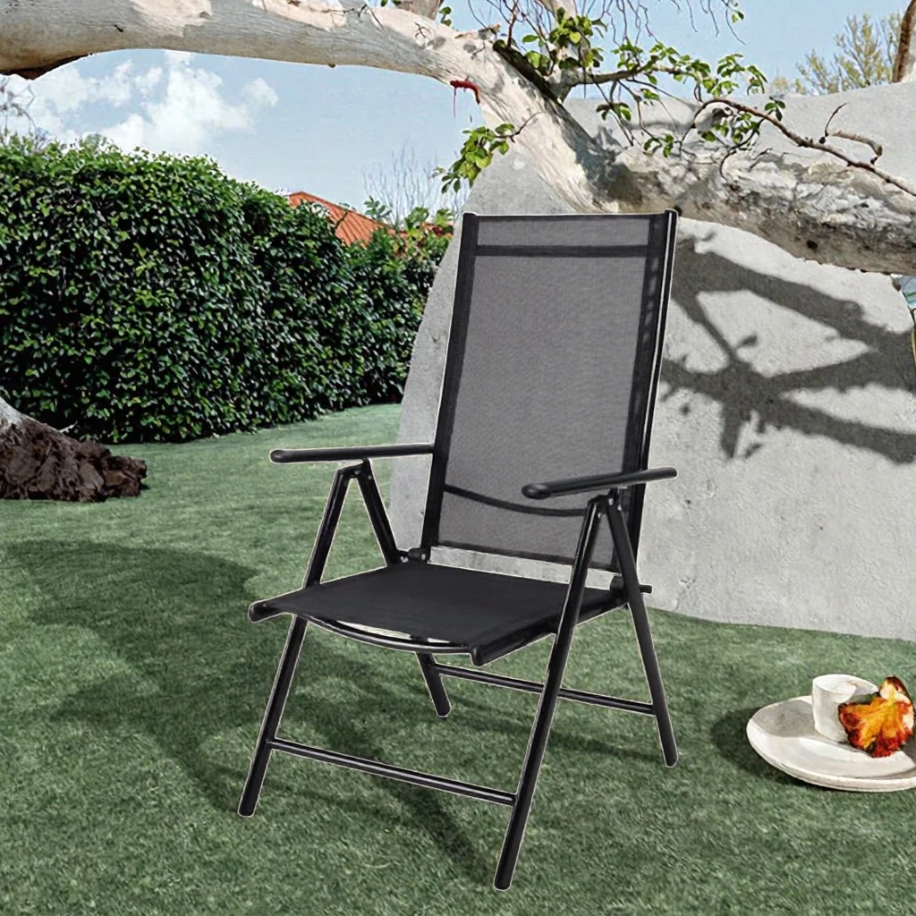 Lightweight Portable Folding 4-Legged Tilting Lawn Chair Comfortable Oxford Fabric Metal Relaxation Seat Outdoor Camping Beach