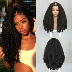 X-TRESS Synthetic Afro Curly V Part Wig for Women Kinky Straight Hair with Bouncy Curls No Leave out Clip in Half Wig Fashion