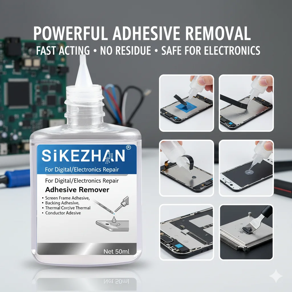 Electronics Glue Remover Degreaser—Screen Frame, Back Glue, Foam Tape, Thermal Conductive Paste Cleaner; Quick-Dry, Low-Odor