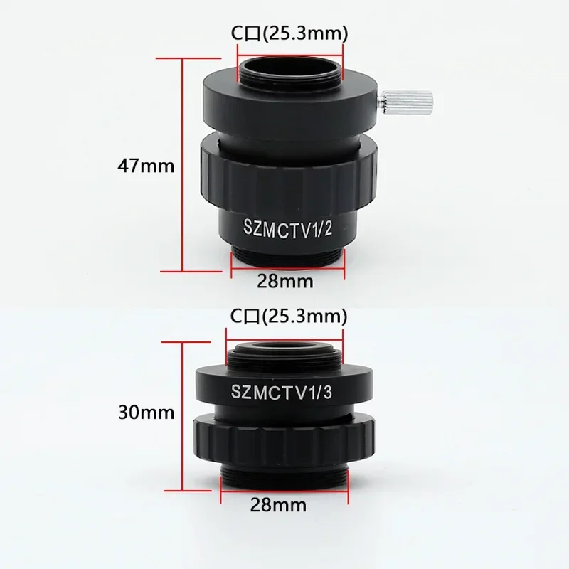 SZM CTV 1/2 1/3 1X Adapter 0.3X 0.5X C Mount Lens Adapter for Trinocular Stereo Microscope HDMI VGA Video Microscopio Tools Lens