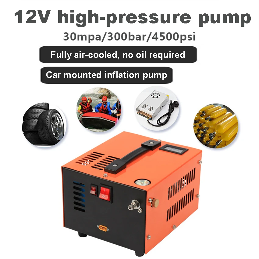 110V/220V PCP Air Compressor 4500Psi 30Mbar Pump Oil/Water-Free High Pressure Apply To Air Rifle Diving Bottle Dual-use 12V-220V