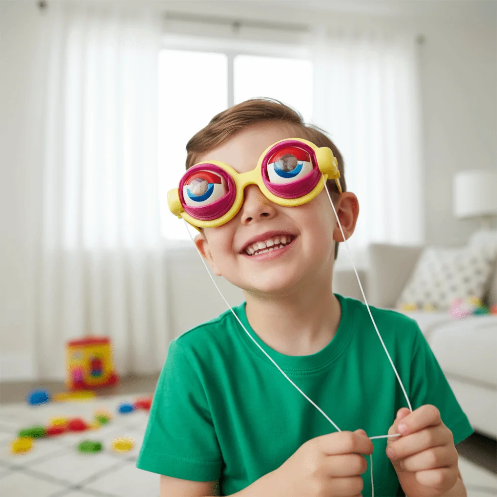 Spoof Pull String Crazy Glasses Plastic Material Party Decor Funny Glasses Christmas Party Crazy Eyes Props Gifts