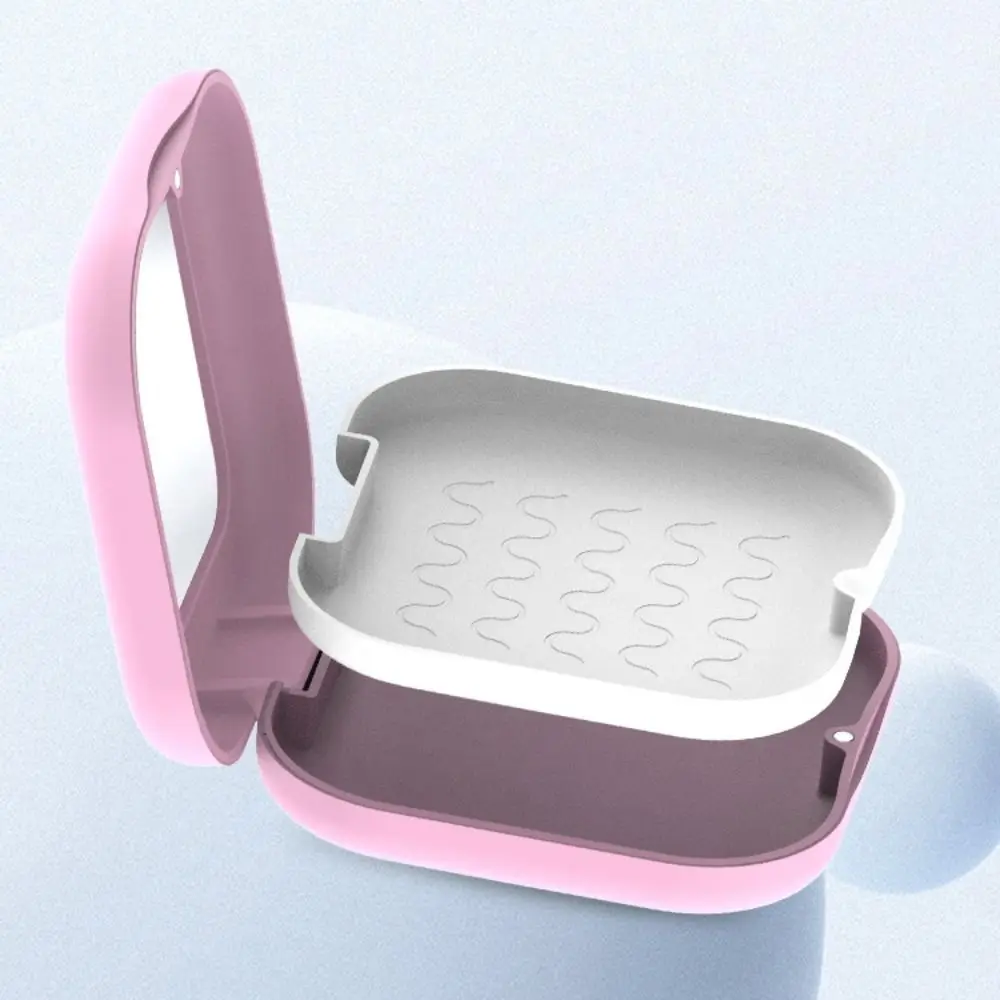 

Portable Square Invisible Retainer Box Magnetic with Mirror Retainer Storage Box Portable Mini Braces Box Dental Care