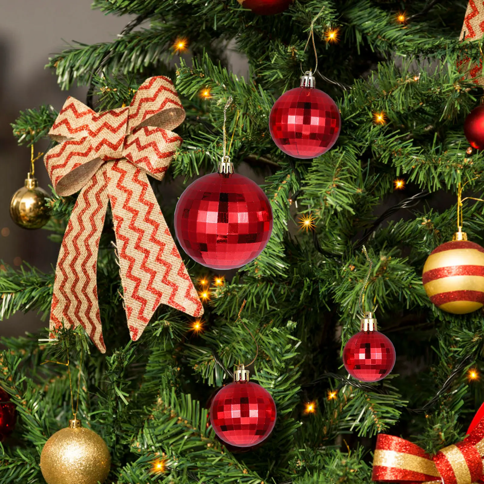 

36Pcs Christmas Tree Hanging Ornaments Xmas Ball Decorations Reflective Plastic Xmas Tree Party Supplies Indoor Outdoor