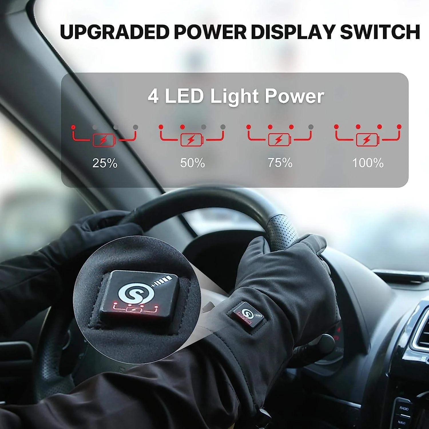 

2026Winter Rechargeable Electric Heating Warm Gloves Outdoor Cold-Proof Gloves 4-Finger Touch Screen 3-Speed Temperature Adjustm