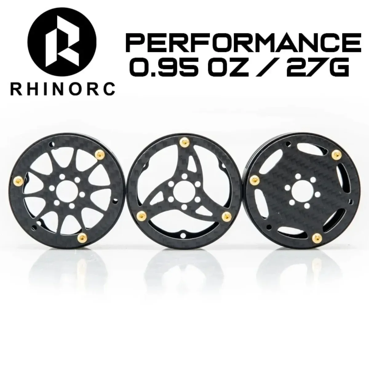 RhinoRC 2.2 Narrow Carbon RC Crawler Wheel Pro 47mm Counterweight, Lightweight High Strength, Waterproof Option, Shafty MO