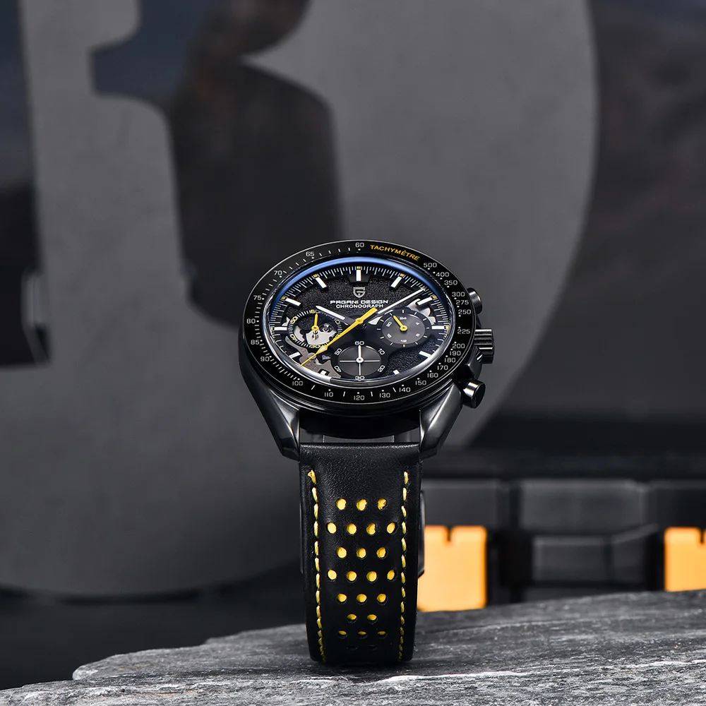 

Pagani design 2025 men's business quartz watch high-quality sapphire mirror TMl Vk63 men's automatic watch fashion leather 10Bar