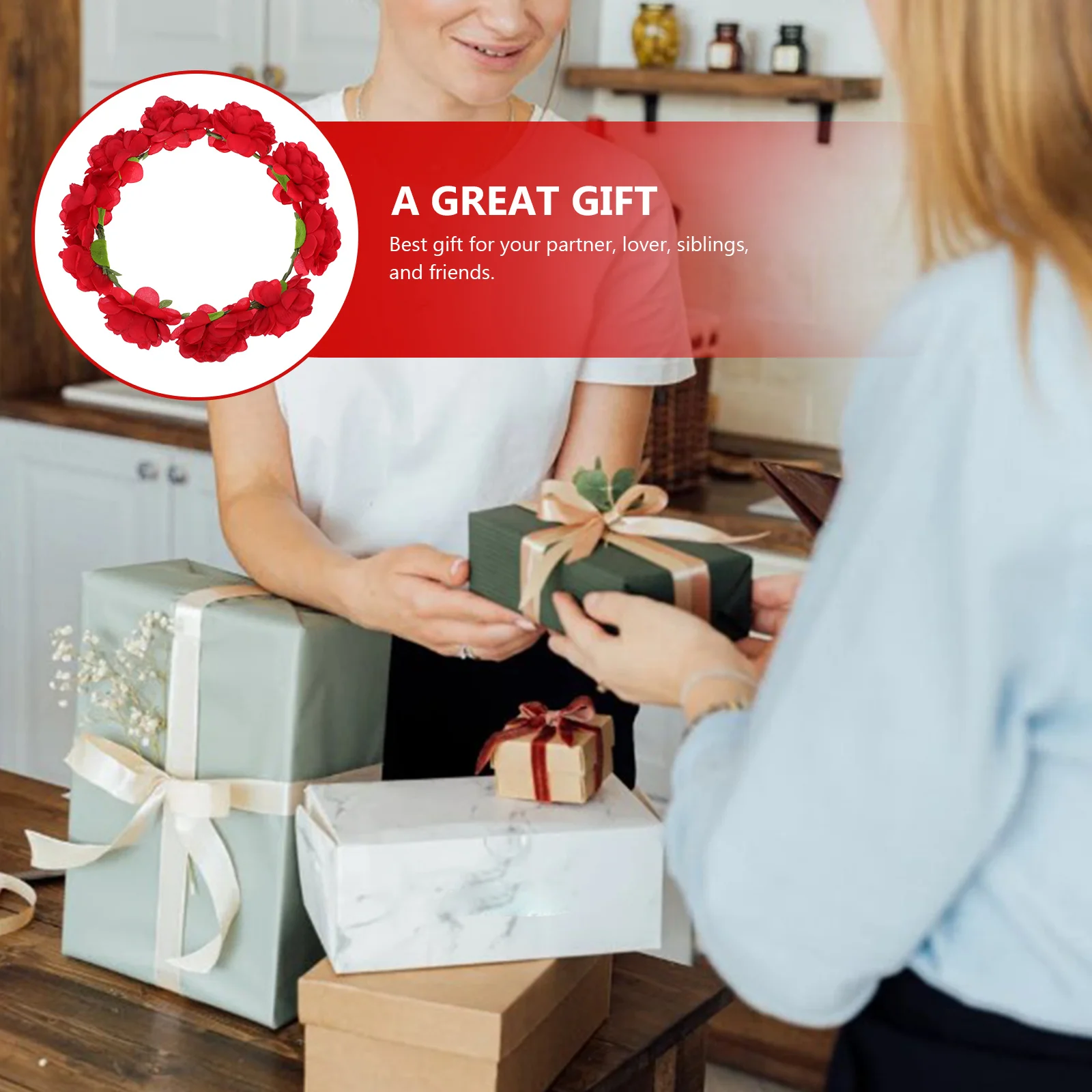 

1Pcs Rose Flower Headband Fashion Floral Hair Hoop Wedding Party Hair Accessory Valentine's Day Gift Simulation Flower Hairband