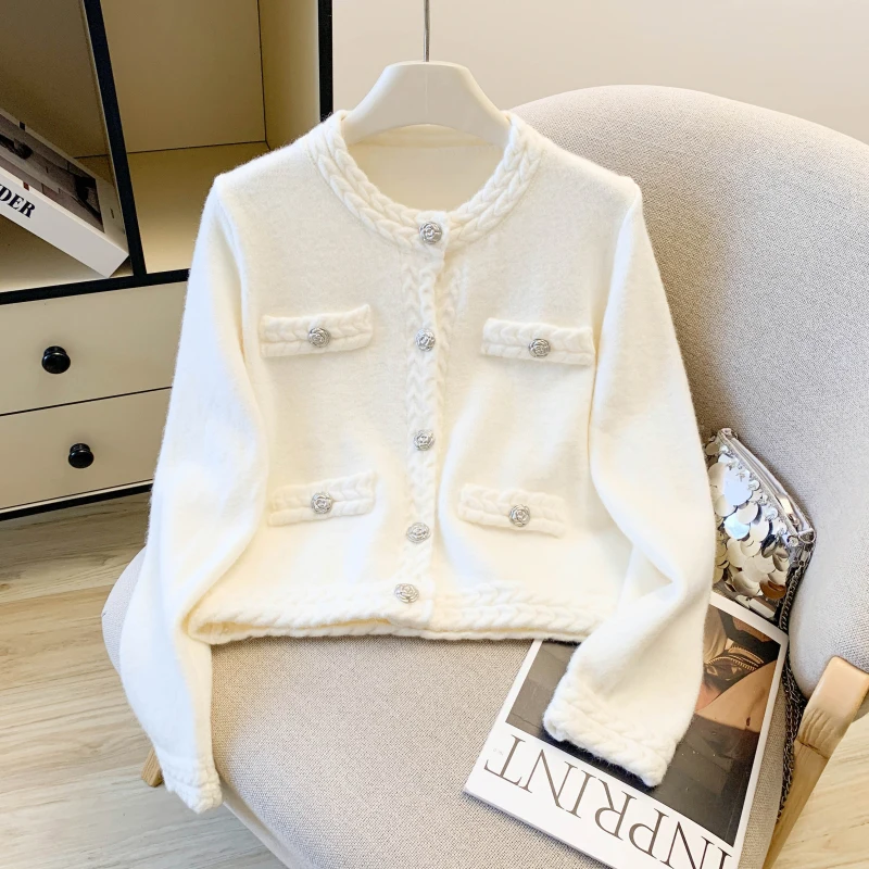 

2026 Spring New Fragrant Wind Camellia Twist Knitted Sweater Cardigan Women's Foreign Style Jacket