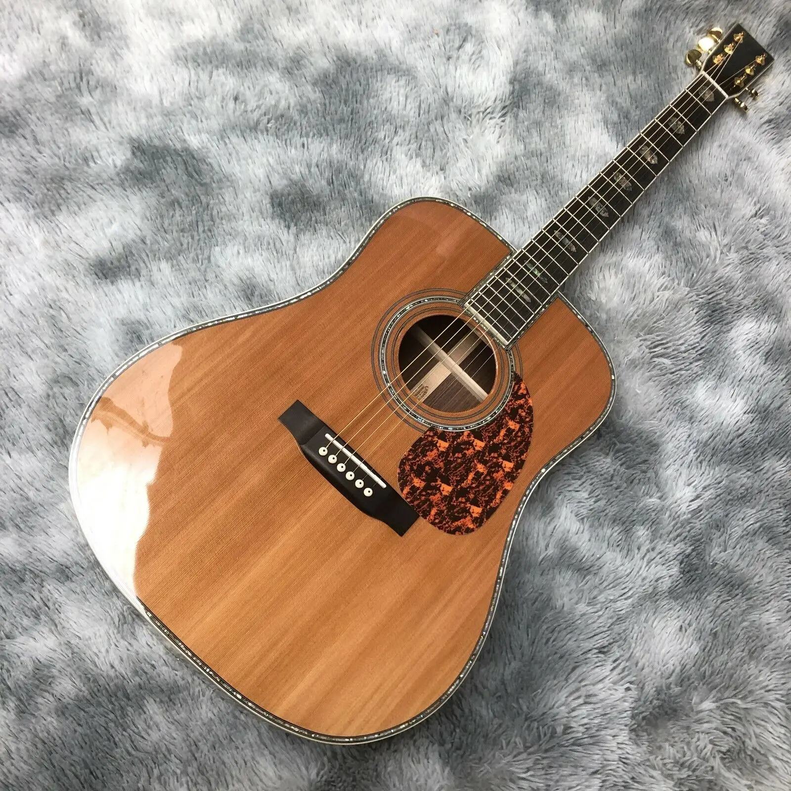 41 Inch D Mold Solid Wood Fir Real Abalone Inlaid Black Finger Acoustic Guitar Factory Outlet