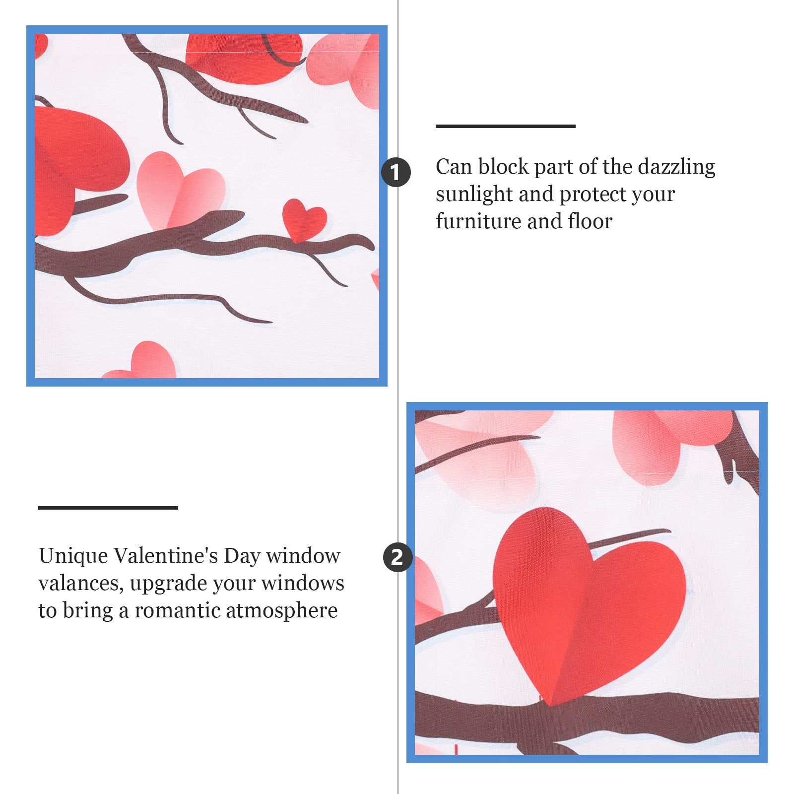 

Decorative Window Valances for Kitchen Bathroom - Valentine Short Curtain with Elegant Patterns for Cafe Living Room Wedding