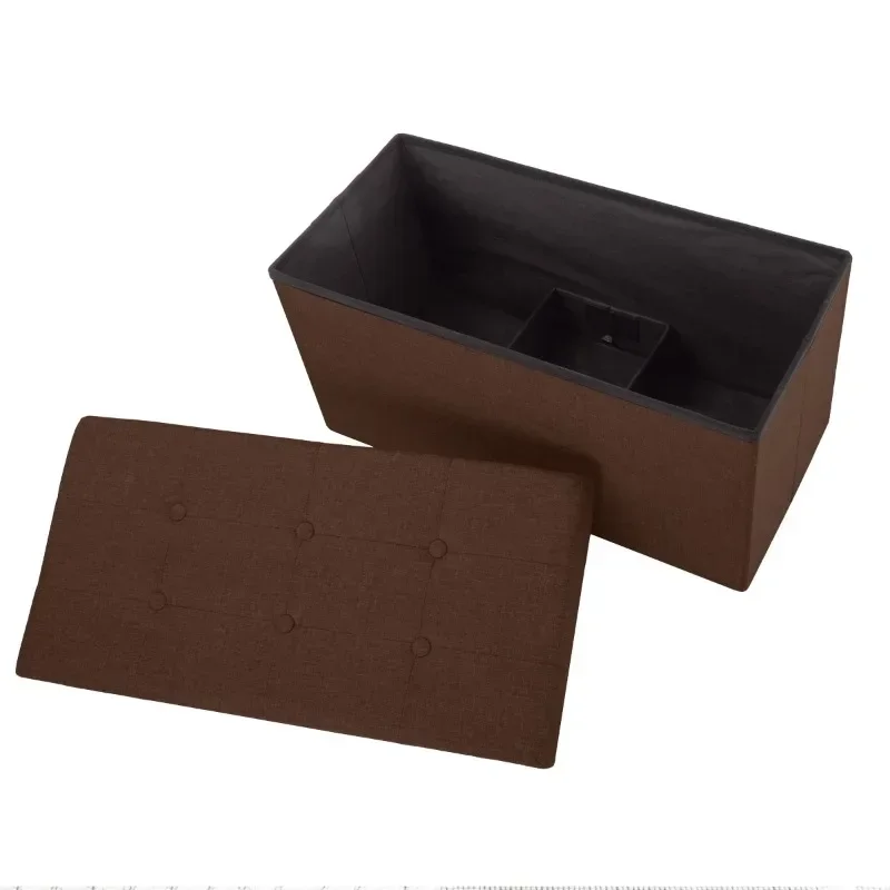 مقعد تخزين قابل للطي مقاس 30 بوصة مع صندوق تخزين قابل للإزالة (بني)