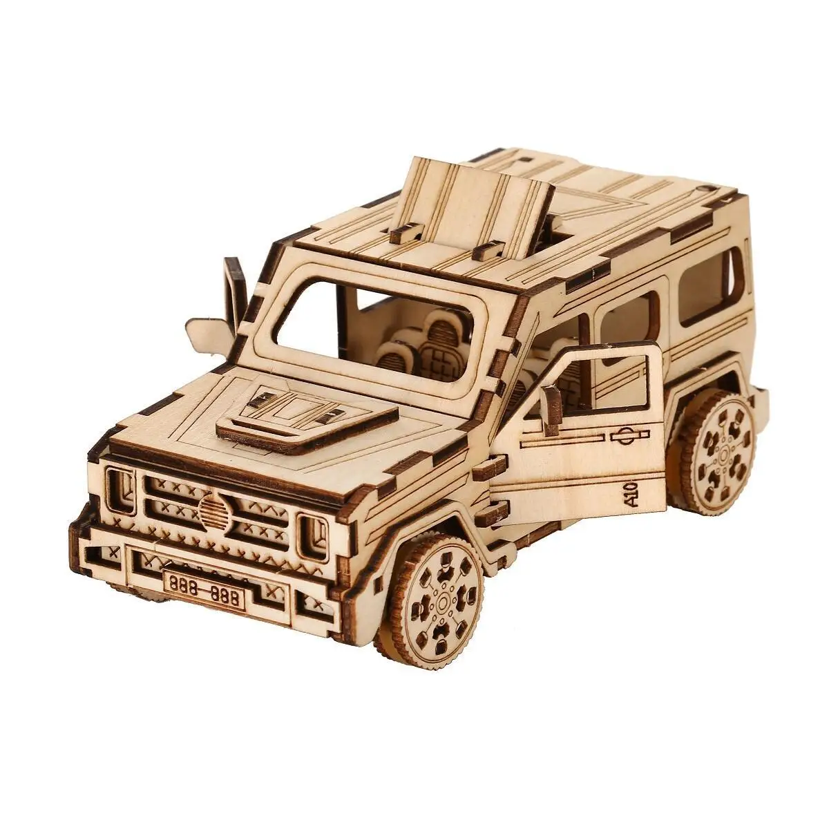 Fotografia 3: Kit de modelo de carro de madeira 3D OUZEY - quebra-cabeça de montagem com corte a laser DIY, projeto de construção educacional para adultos e adolescentes de 14 anos ou mais