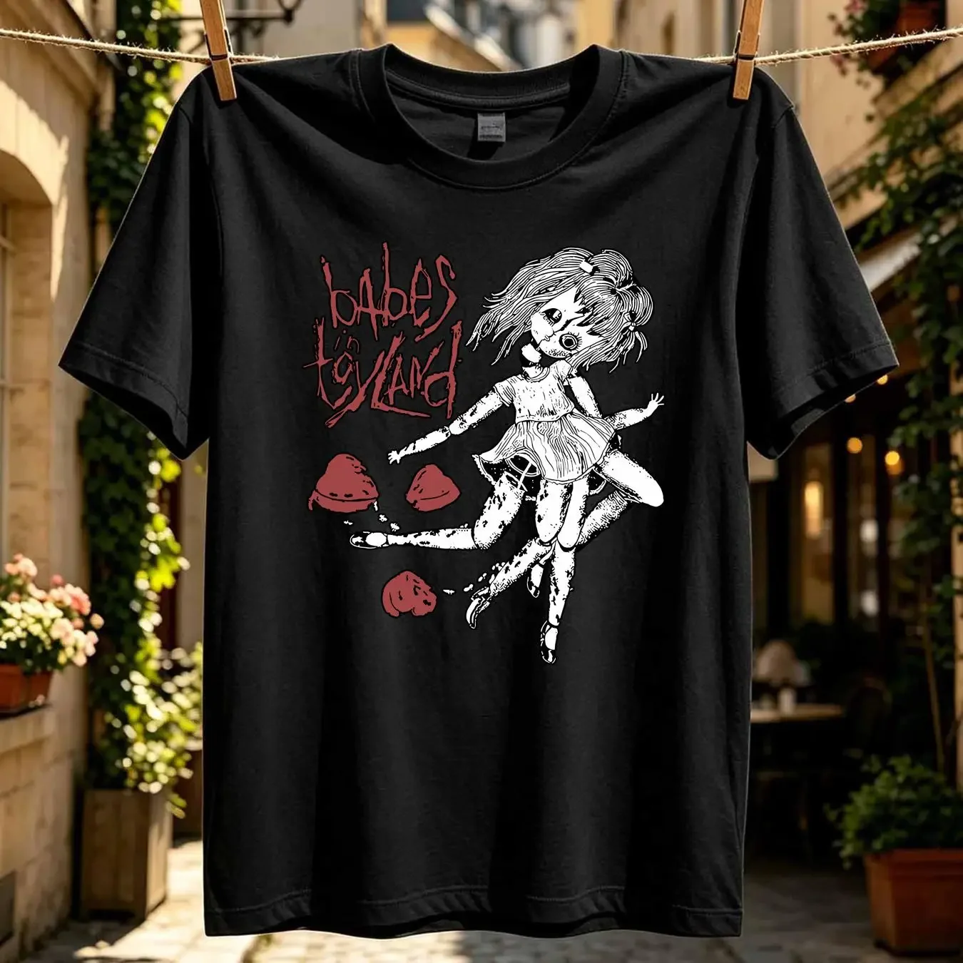 washed T Shirt Babes in Toyland Sticky Hearts vintage 100 cotton PTT2176 vintage Washed fashion Slightly designer clothes