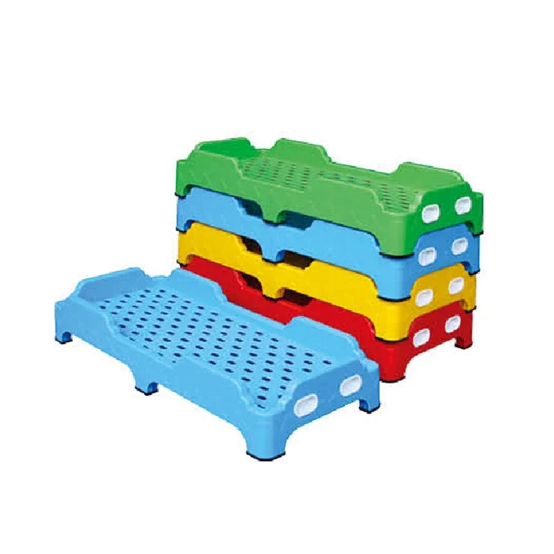 Simple Kindergarten Daycare Colorful Plastic Kids Portable Beds for Sale