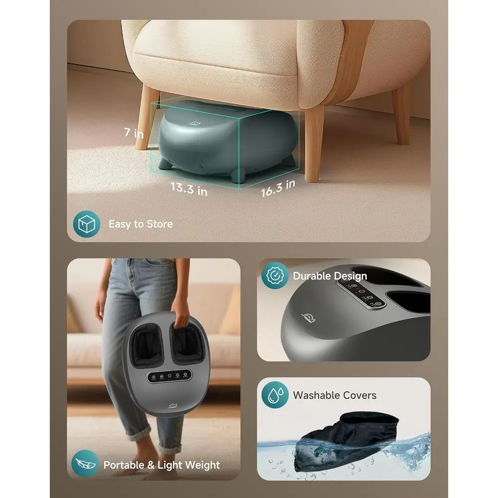 مدلك قدم شياتسو ساخن لتخفيف التبول العصبي، العجن العميق والتدحرج، جهاز التحكم عن بعد، يناسب المقاسات 1-14 #6