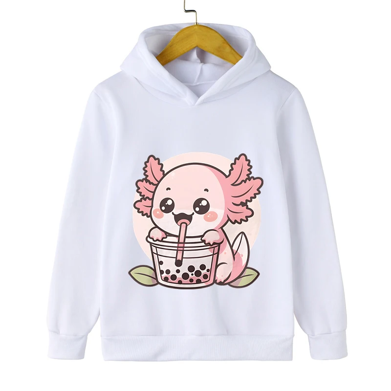 Children Hoodie Axolotl Bobo Tea Sweatshirt Kids Cartoon Animal Milk Tea Tracksuits Long Sleeve Lovely Style Boy Girl Sudaderas