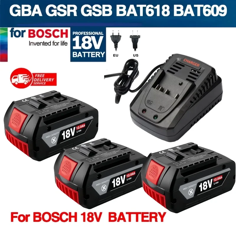 

For 18V Bosch 12.0Ah RechargeableLi-ion Battery Replaceable BatteryFor BAT609 BAT609G BAT618 BAT618G BAT614 Charger