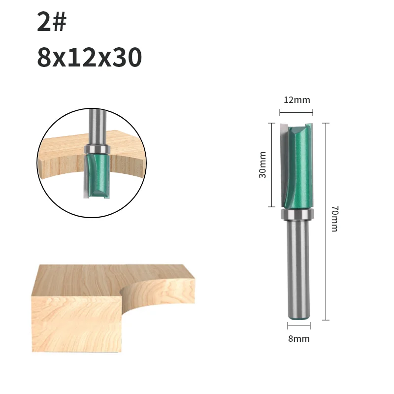 8MM Schacht Cove 12MM 14MM Groen Patroon Bit Router Bit Face Mill Carbide Cutter Houtbewerking Freesgereedschap voor Hout Bit End Mill