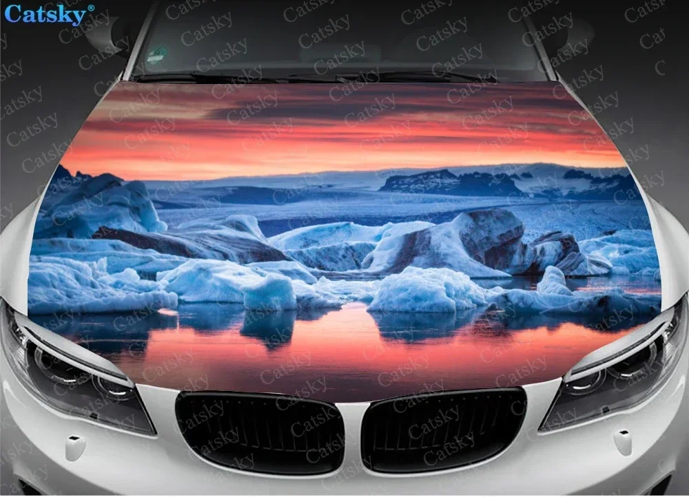 Nature Iceberg Car Hood Vinyl Stickers Wrap Vinyl Film Engine Cover Decals Sticker Universal Car Hood Protective Film