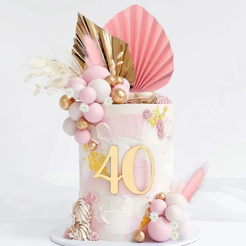 1Set Golden Palm Leaf Decoration Flower For Cake Topper Paper Birthday Happy Party Cake golden palm Baking Cakes Decor Bohemian