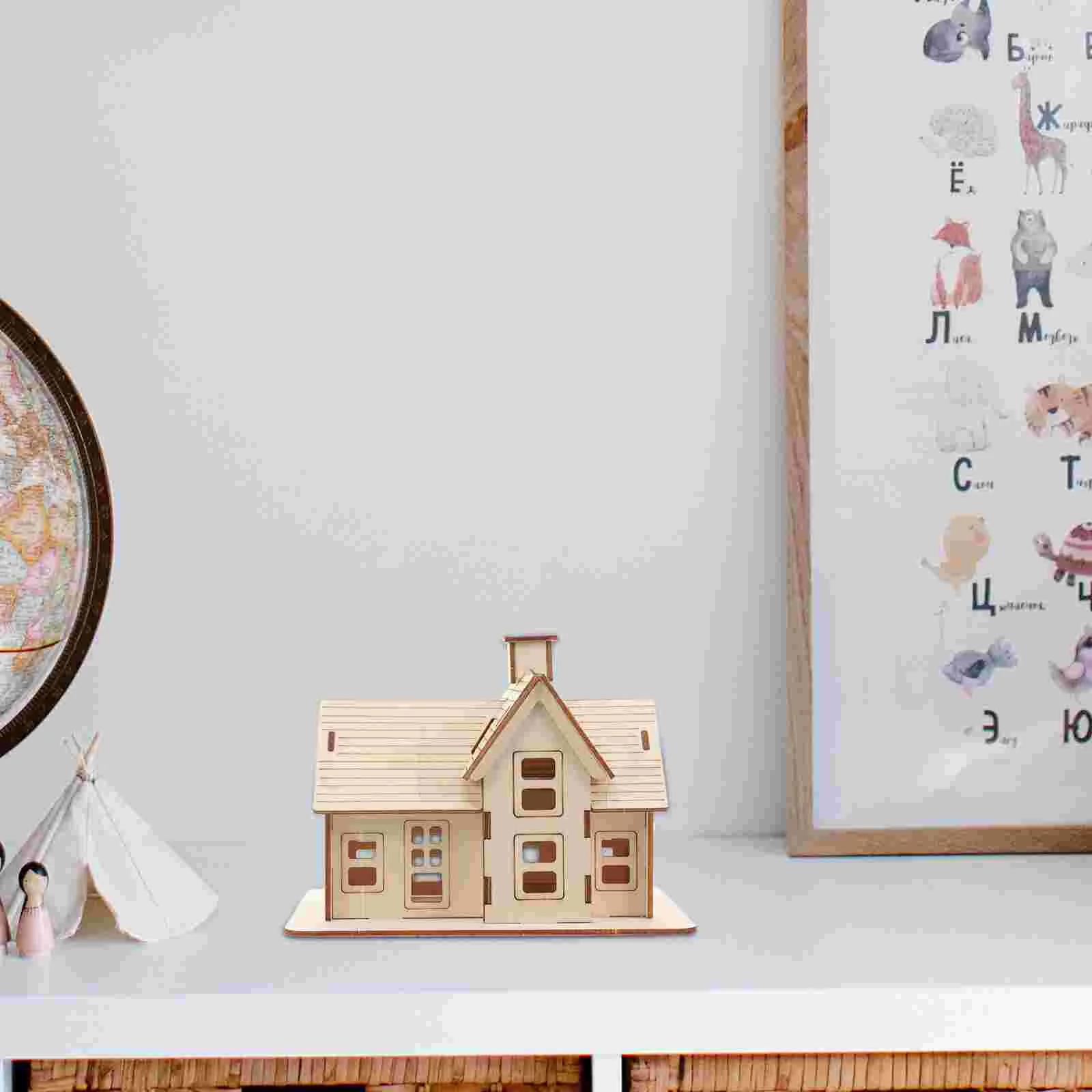 Kit Log Cabin Model Models Assembly House Puzzle Three-dimensional Wood DIY Puzzles for Adults