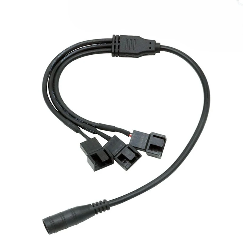 2PCS DC to 4Pin Fan Power Cable, 1 to 4 Splitter Cord for PC Case Cooling Fan, 1 in Multiple Out Adapter Wire