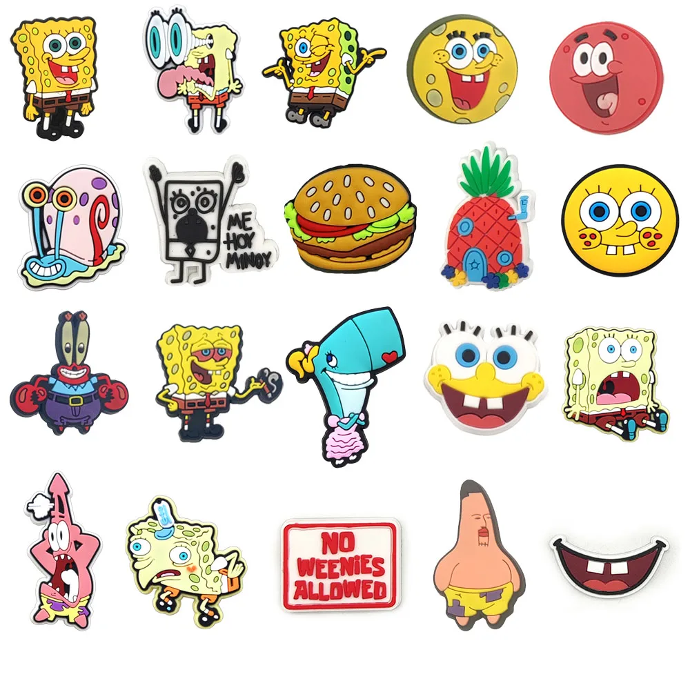 1 قطعة MINISO الإسفنج الكرتون بوب سلسلة الأحذية البلاستيكية السحر اكسسوارات الديكور سحر أبازيم صالح العصابات أساور لهدايا الحفلات #2