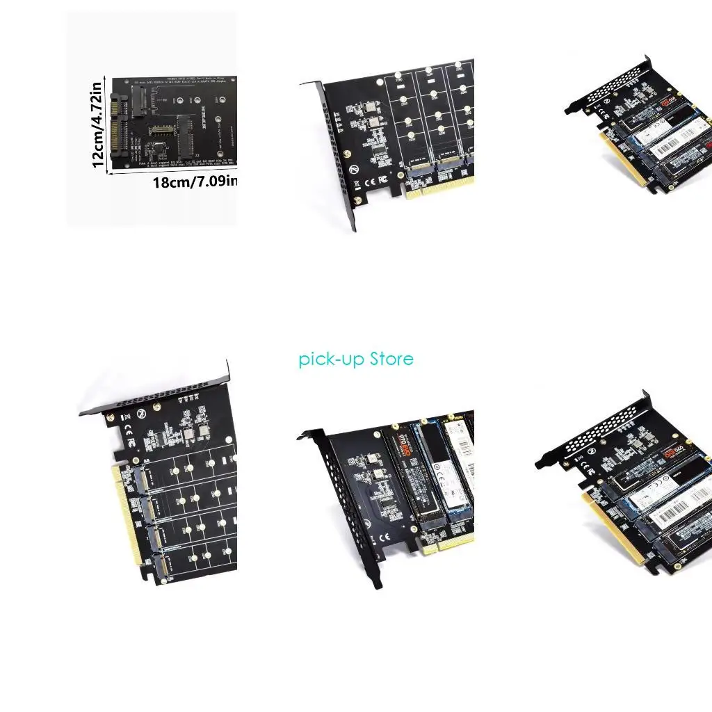 

Q5WA Internal 4 Port Soft for PCIE X16 to M.2 NVME Controller Card for Desktop Support SSDs HDDs with Low Profile