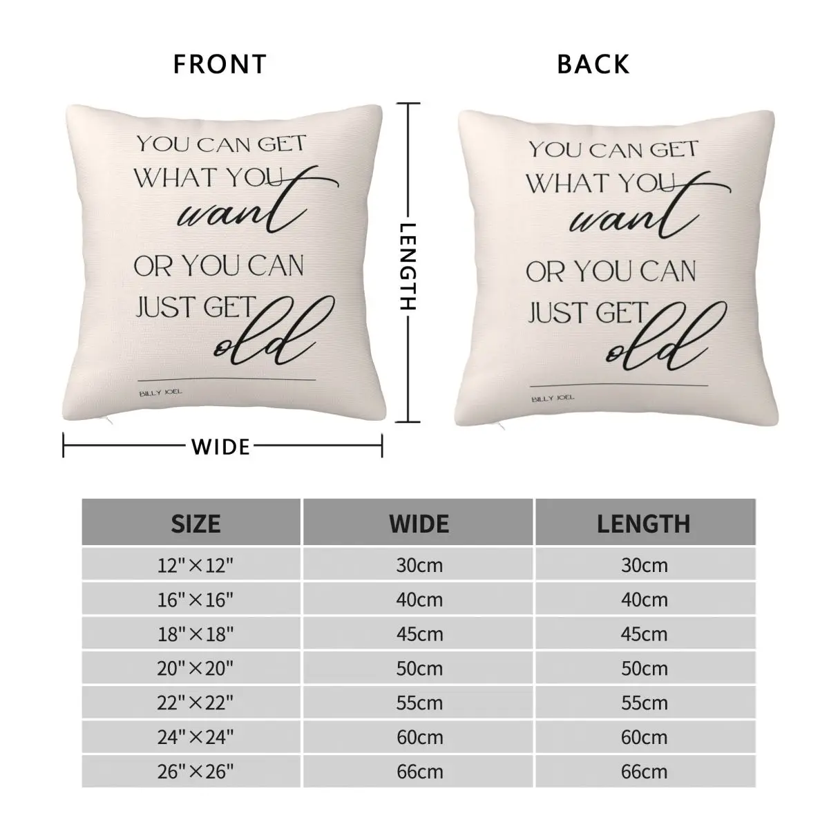 Billy Joel Vienna Lyrics Square Pillowcase Polyester Linen Velvet Creative Zip Decor Home Cushion Case