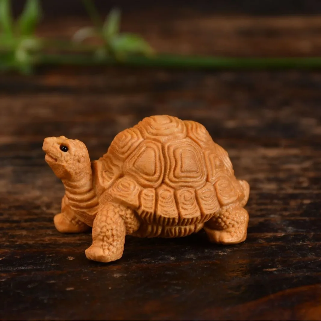 Golden Sandalwood Carved Tortoise Hand Piece Wealth Turtle Wenwan Craft Figurine Tea Pet Desktop Souvenir Gift