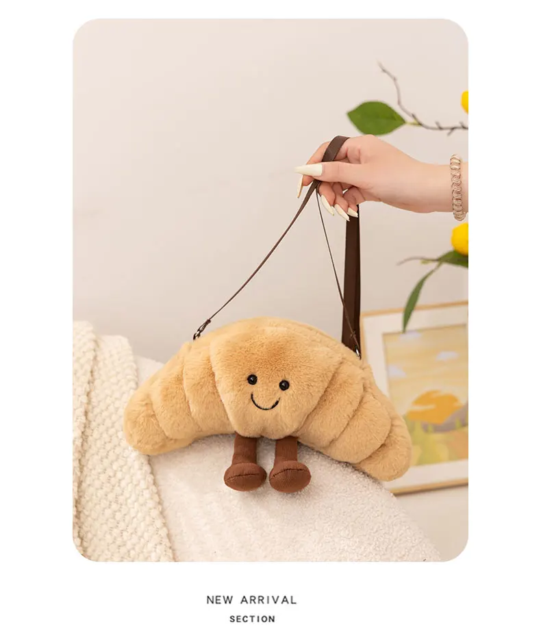 Croissant Brot Toast Plüsch Spielzeug Rucksack Niedliche Kawaii Lebensmittel Form Tasche Kinder Jungen Mädchen Mode Straße Fotografie Weiche Spaß Träger – Detail 8