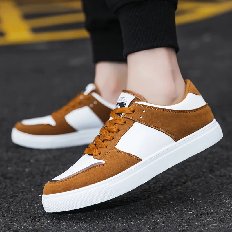 White Vulcanized Sneakers Men\'s Flat Comfortable Shoes Lace up Zapatillas Hombre Autumn Spring Walking Sneakers Plus Size 39-48