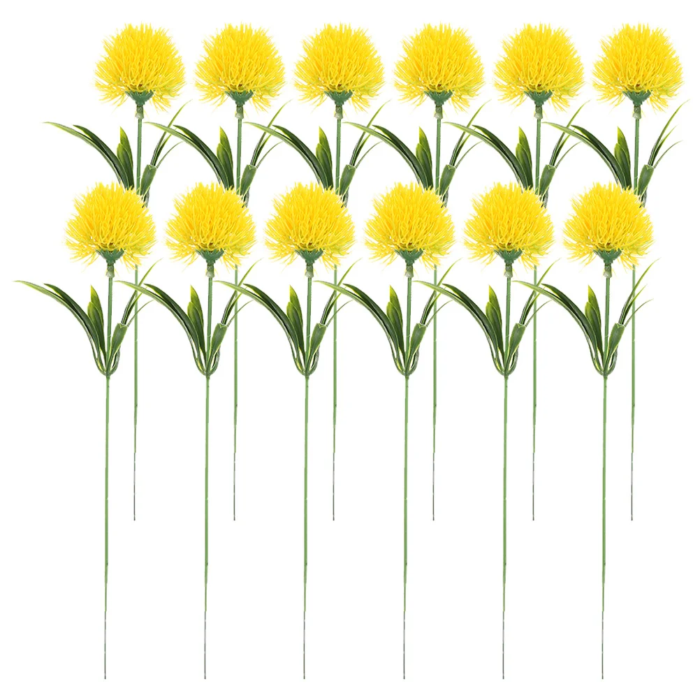 

12pcs Artificial Dandelions Fake Flowers Yellow Simulation Flower Adornment Lifelike Dandelion Ornaments Craft Decor Home