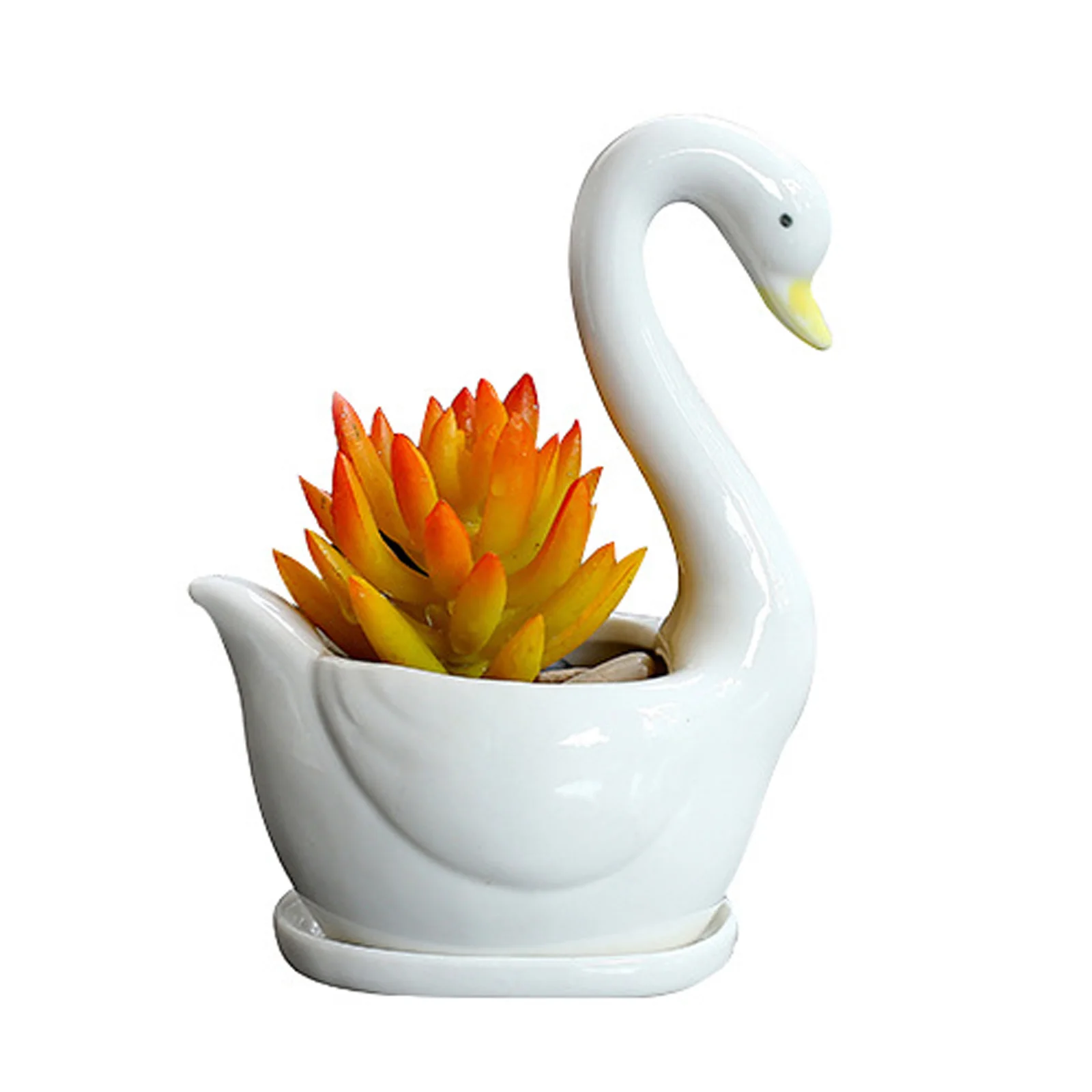 

Succulent Flower Planter Creative White Swan Shaped Flower Pot Stylish Gift For Birthday Wedding Home Room Decoration