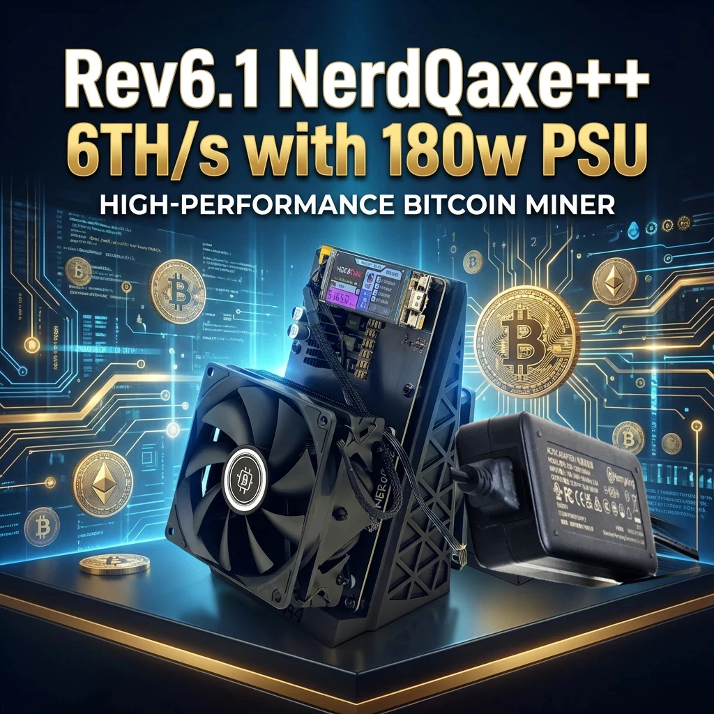 

NerdQaxe 6T Rev6 NerdQaxe Solo Miner Nerdqaxe++ 6TH/s Hashrate 100W Power with 180w PSU SHA-256 Miners NerdQaxe 6th