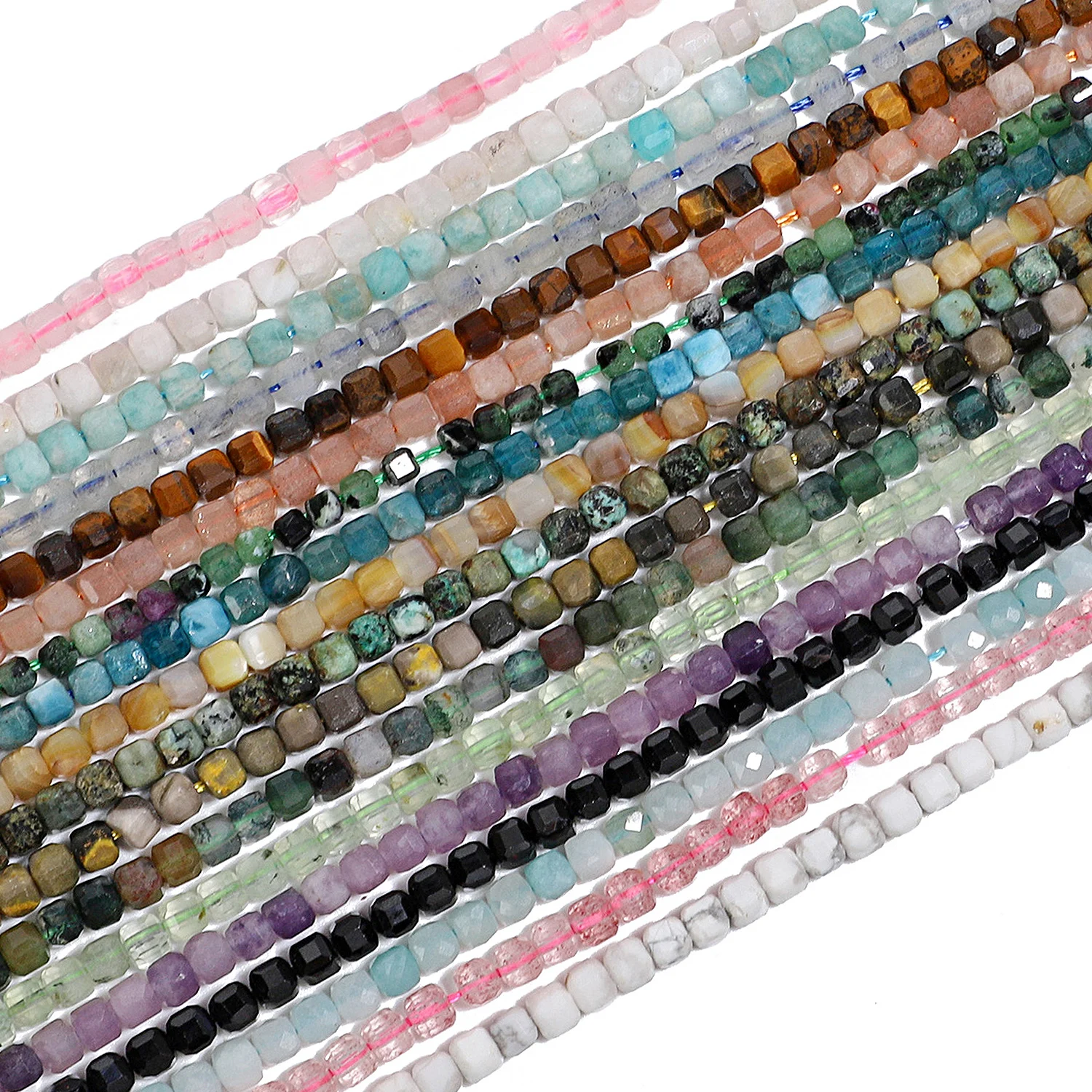 2.5-3mm Faceted Square Cube Beads Natural Sunstone Africa Turquoise Labradorite Loose Beads for Jewelry Making Diy Accessories