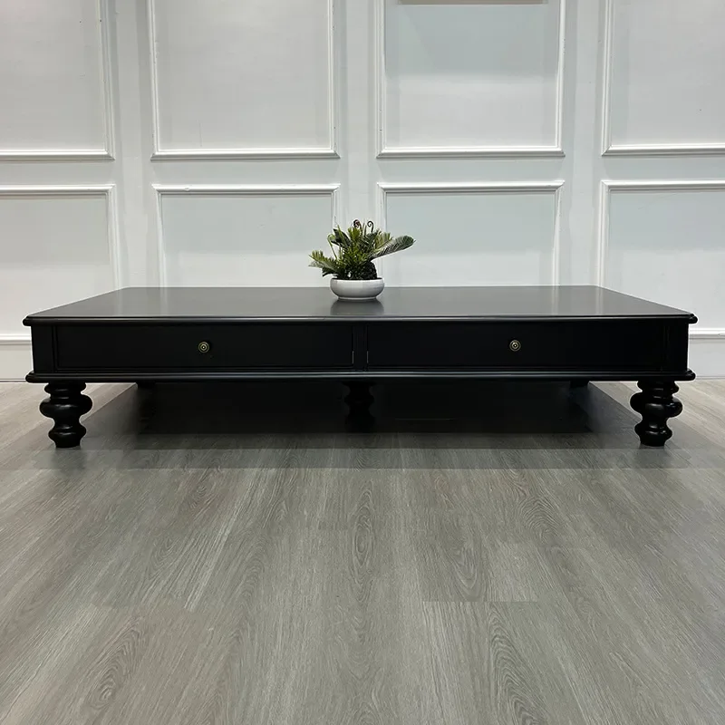 for American Retro Home Living Room Rural Tea Table Light Luxury Solid Wood Small Apartment Coffee Table Simple Modern