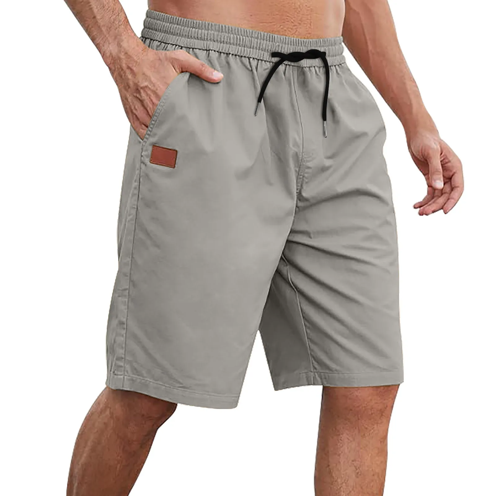 Short de Fitness 202 létique Décontracté pour Homme, Vêtement de Proximité, Wstring, Taille artificiel astique, Confortable, Couleur Unie, avec Poches