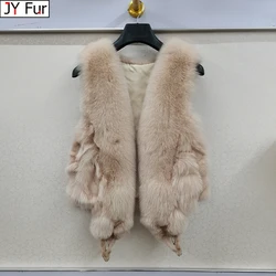 2024 Women Luxury 100% Genuine Real Fox Fur Vest Natural Soft Fox Fur Sleeveless Jacket New Lady Quality Warm Real Fox Fur Gilet