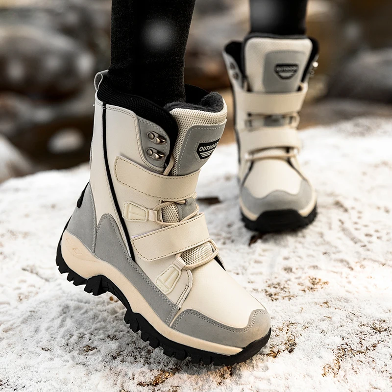 2024 inverno ao ar livre botas de neve das mulheres engrossado de pelúcia tênis femininos sapatos casuais quente sola grossa à prova de neve botas à prova dwaterproof água