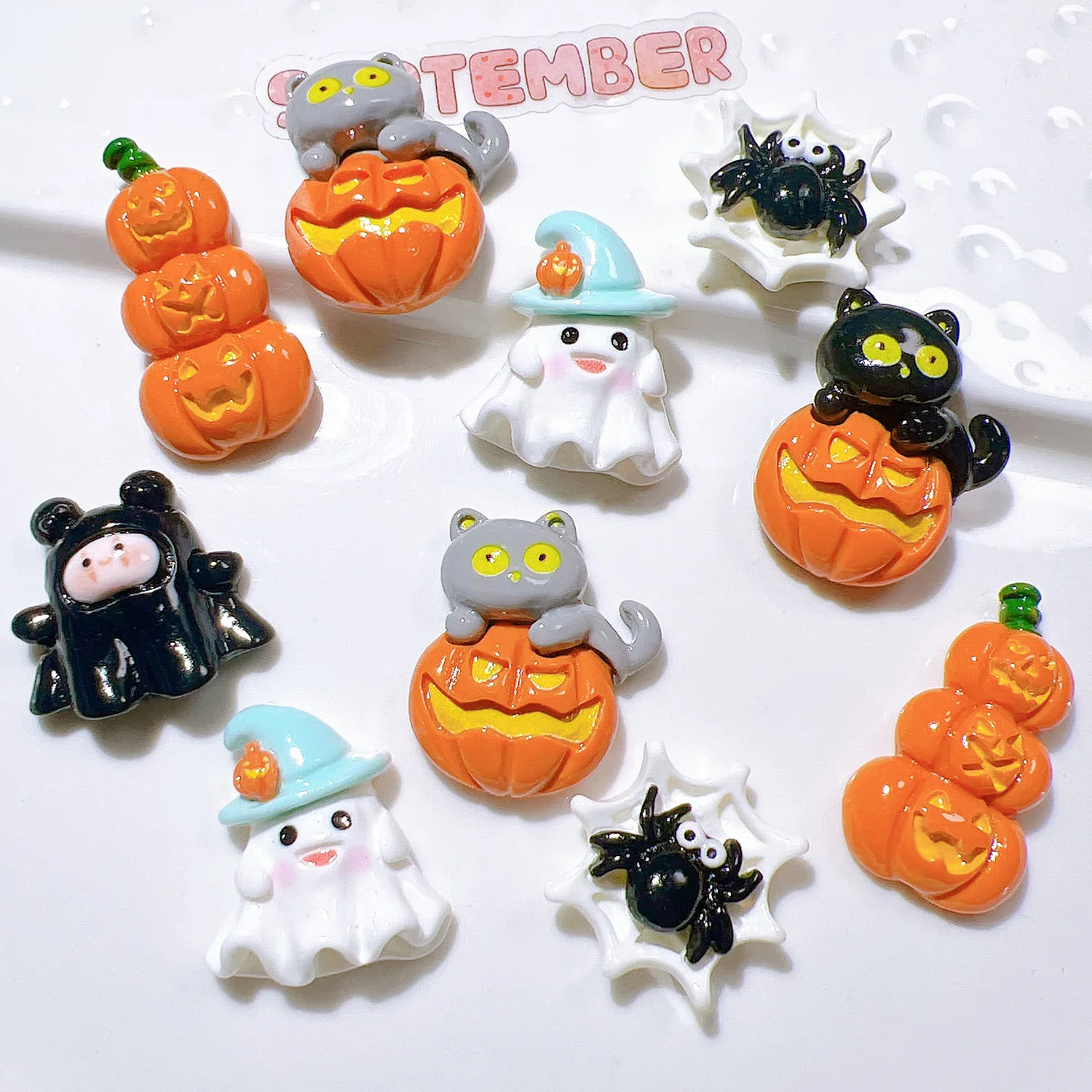 

Оптовая продажа Kawaii Хэллоуин Тыква Паук призрак смола Flatback кабошон украшения для скрапбукинга аксессуары