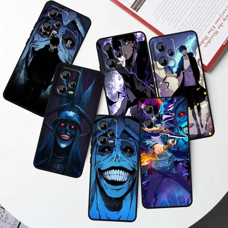 

Solo Leveling Cool Anime Phone Case For Xiaomi Redmi Note 14 13 12 12S 11E 11 11S 11T Pro Plus 4G 5G Black Soft TPU Cover