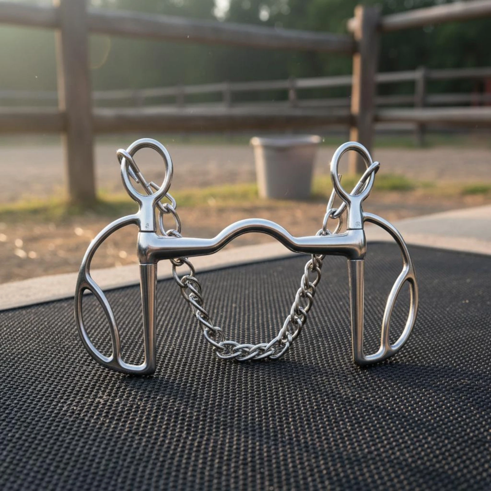 ステンレス製の馬用ビット、オーバルカットアウトカーブビット、ステンレス製のカーブチェーンループアタッチメント