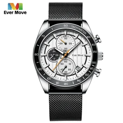 Ever Move Original Luxury Brand Watch for Men Business Sport Quartz Calendar Waterproof Stainless Steel Gifts Male Wristwatches