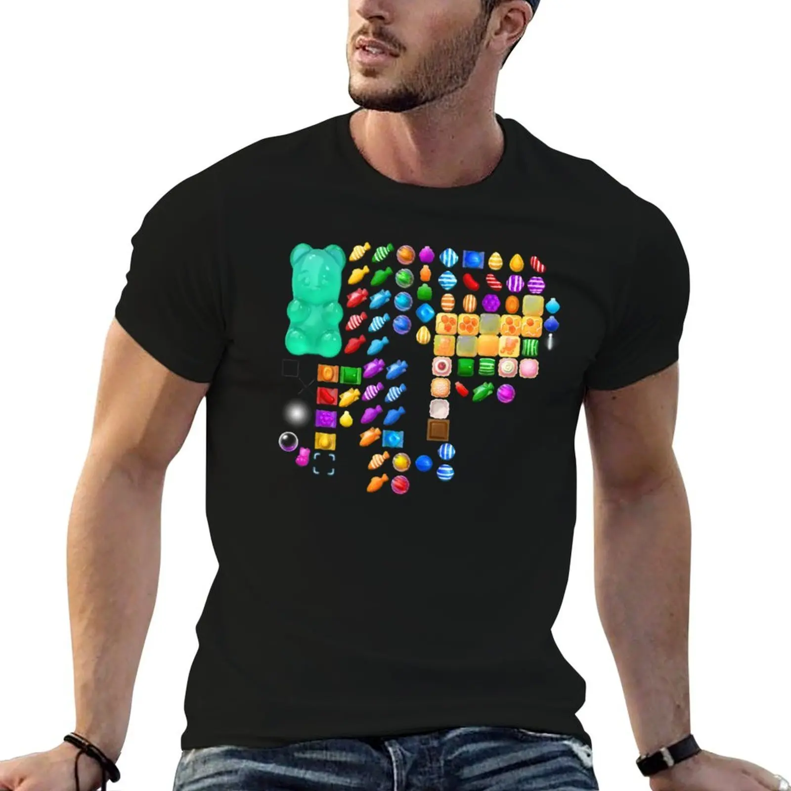 Candy Crush unissex, candy crushers, jogo, camiseta para amantes de candy crush, camiseta masculina de algodão